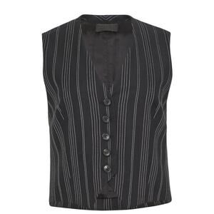 NILI LOTAN angelina vest black pinstripe size 6 wool stripe button down NWOT